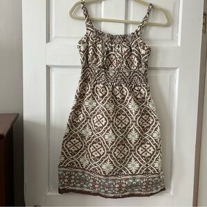 Mossimo Medium Brown and Cream Floral Print Mini Dress